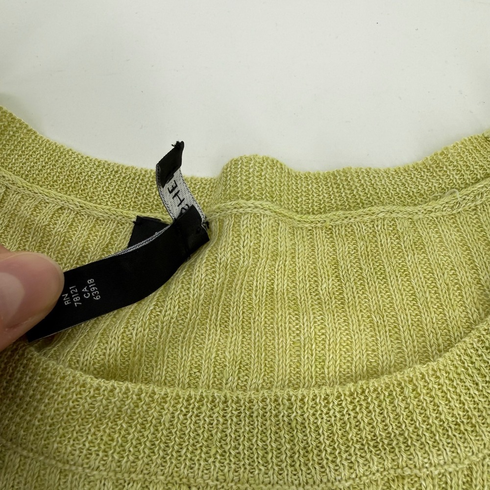 Eileen Fisher Organic Linen Tunic Crew Neck Canary Ribbed Short Sleeve XL - Picture 10 of 11